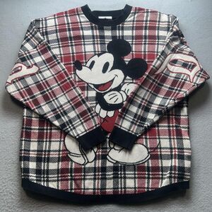 Disney Spirit Jersey Sweater Womens Small Plaid Mickey Mouse Disneyland Resort